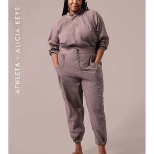 Athleta X Alicia Keys - Utility Snap Front Open Back Mauve Jumpsuit - 20 / 2X